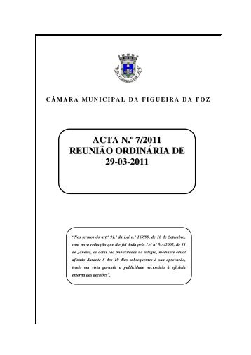ACTA N.º 7/2011 REUNIÃO ORDINÁRIA DE 29-03-2011