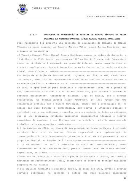 ACTA N.º 7/2011 REUNIÃO ORDINÁRIA DE 29-03-2011