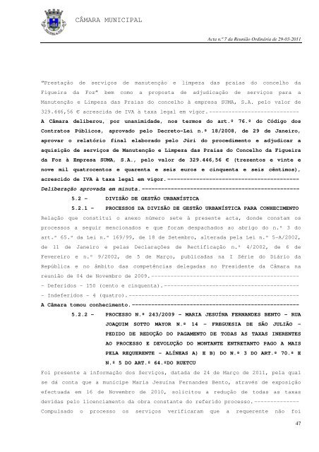 ACTA N.º 7/2011 REUNIÃO ORDINÁRIA DE 29-03-2011