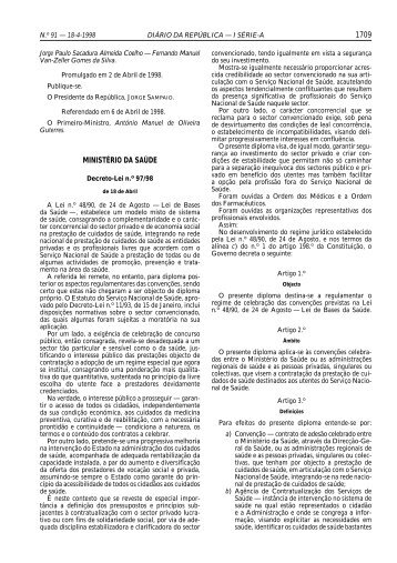 o Decreto-Lei n.º 97/98 de - Portal da Saúde