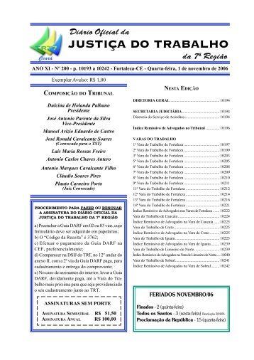 JUSTIÇA DO TRABALHO - Tribunal Regional do Trabalho 7ª Região