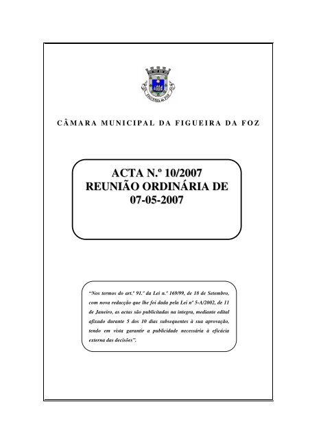 ACTA N.º 10/2007 REUNIÃO ORDINÁRIA DE 07-05-2007