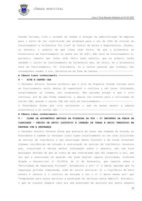 ACTA N.º 10/2007 REUNIÃO ORDINÁRIA DE 07-05-2007