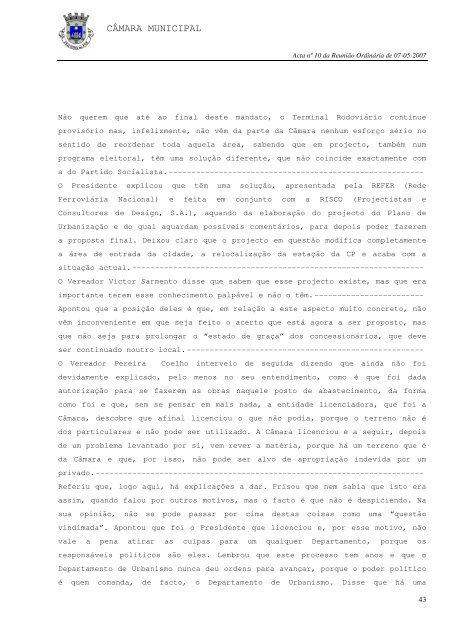 ACTA N.º 10/2007 REUNIÃO ORDINÁRIA DE 07-05-2007