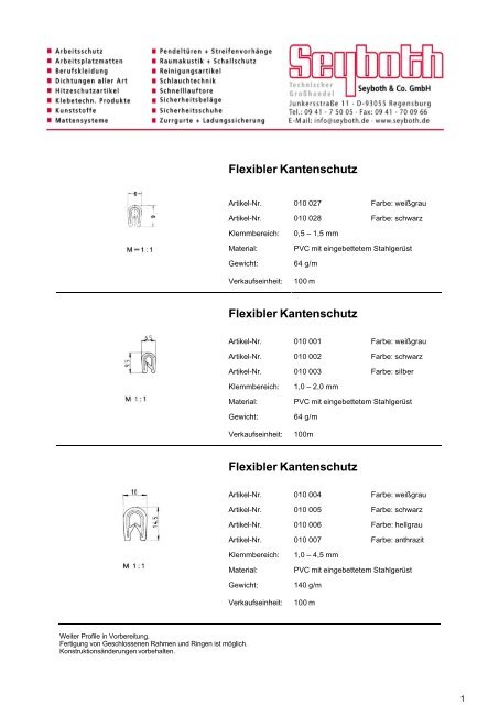 Kantenschutz - Dichtprofile