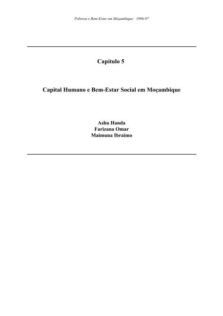 Capítulo 5 Capital Humano e Bem-Estar Social em Moçambique