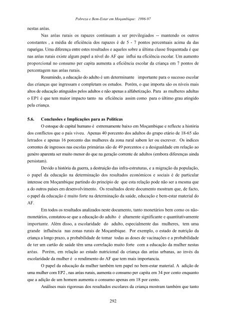 Capítulo 5 Capital Humano e Bem-Estar Social em Moçambique