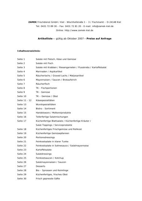 [PDF] ZAMEK Frischdienst GmbH / Kiel - Wischhofstraße 1