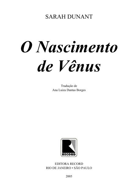 Sarah Dunant – O Nascimento de Vênus (pdf)(rev