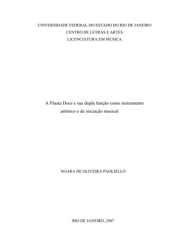 A Flauta Doce e sua dupla função como instrumento artístico e de ...