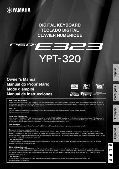PSR-E323/YPT-320 Owner's Manual - Yamaha
