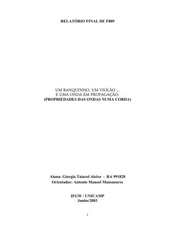 relatório final de f809 - IFGW - Unicamp