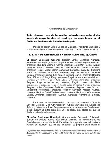 Acta número ochenta y dos de la sesión ordinaria ... - Guadalajara