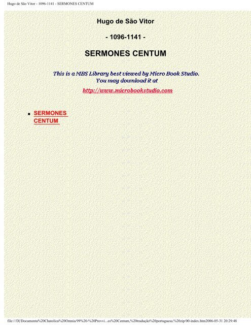 Hugo de São Vitor - 1096-1141 - SERMONES CENTUM
