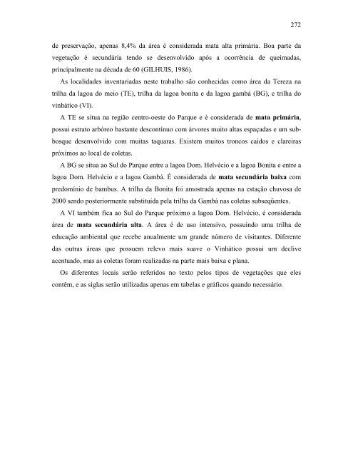 Relatório 2005 Diversidade Faunística - ICB - UFMG