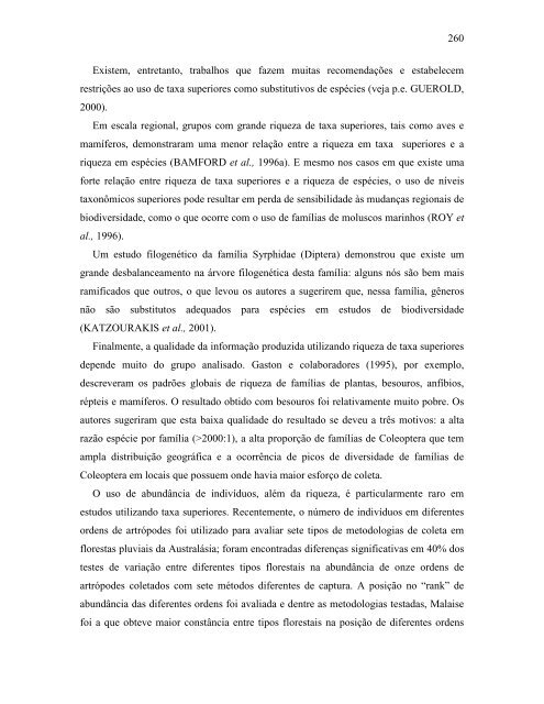 Relatório 2005 Diversidade Faunística - ICB - UFMG