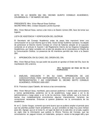 ACTA DE LA SESIÓN 264 DEL DECIMO QUINTO CONSEJO ...