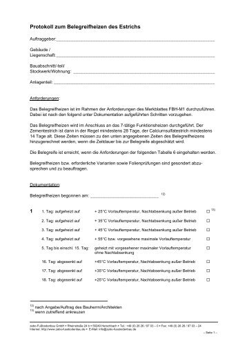 Download - Protokoll-Belegreifheizen - zebo Fußbodenbau GmbH