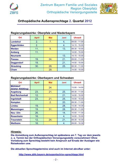 orthopadische versorgung zentrum bayern familie und soziales