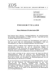 Pressemitteilung, Klaus Heitmann 25 Jahre beim ZDS