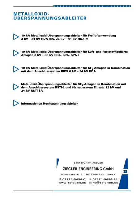 Gesamtkatalog Mittel-/Hochspannung bis 170 kV - Ze-gmbh.de