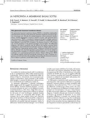 La nefropatia a membrane basali sottili - Società Italiana di Nefrologia