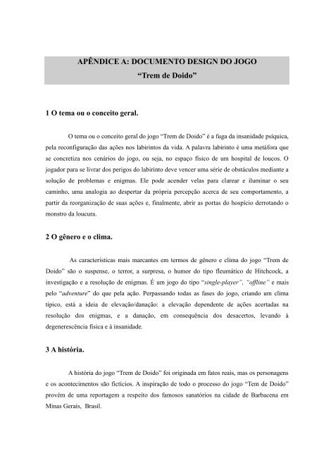 DOCUMENTO DESIGN DO JOGO “Trem de Doido” - Biblioteca