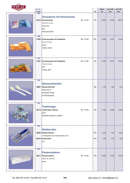 Reinigungs-, Putztuchrollen - Wipac Handel AG