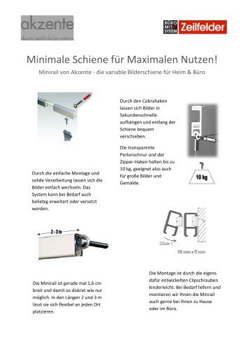Minimale Schiene für Maxi inimale Schiene für Maximalen Nutzen ...