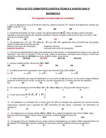 PROVA DO CFS COMBATENTE/LOGÍSTICA-TÉCNICA E AVIAÇÃO ...