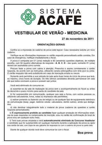 VESTIBULAR DE VERÃO - MEDICINA - Unificado