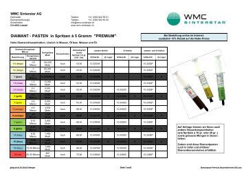 Diamantpasten-Promotion 2011 - WMC Sinterstar AG