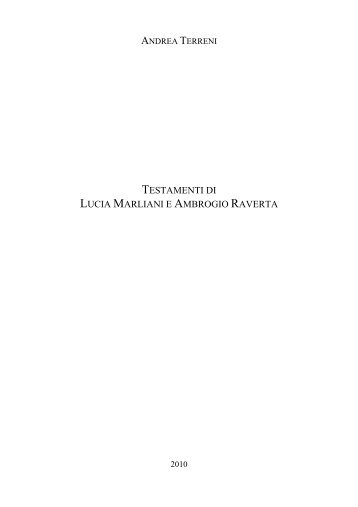 Terreni, Testamenti di Lucia Marliani..