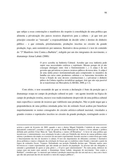 Política cultural na Bahia: o caso do Fazcultura - Universidade ...