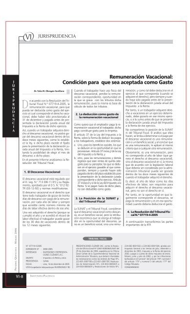 Remuneración Vacacional - Revista Actualidad Empresarial