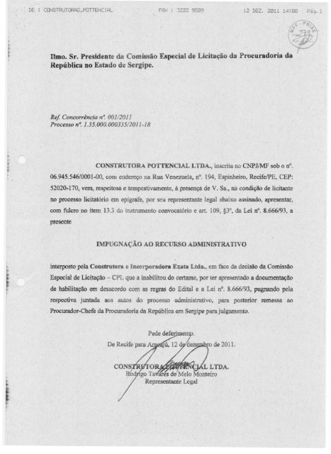 Contra Razões - Pottencial - Procuradoria da República em Sergipe