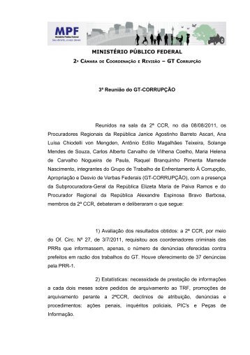 Ata da 3ª Sessão - 2ª Câmara de Coordenação e Revisão