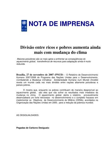 Divisão entre ricos e pobres aumenta ainda mais com ... - Pnud