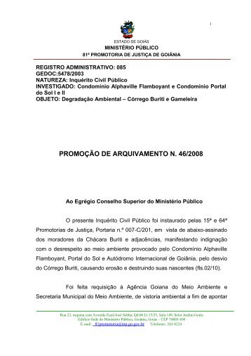 promoção de arquivamento n. 46/2008 - Ministério Público do ...