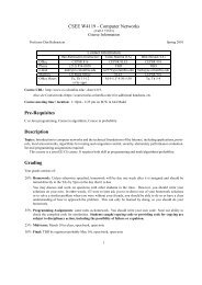 CSEE W4119 - Computer Networks Pre-Requisites Description ...