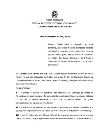 PROVIMENTO Nº 04/2010 - Poder Judiciário de Pernambuco