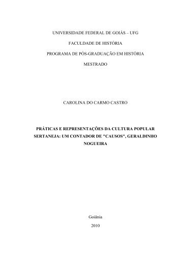 CASTRO, Carolina do Carmo. Práticas e representações da Cultura ...