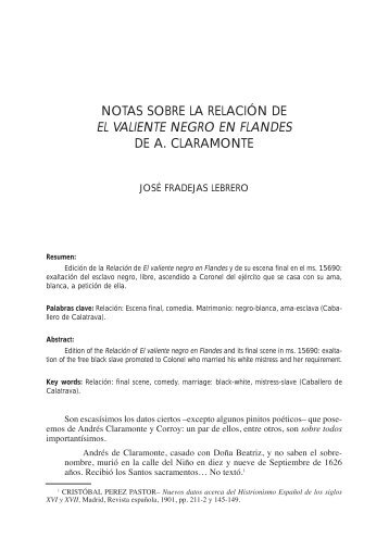 notas sobre la relación de 'el valiente negro en flandes' - Dialnet