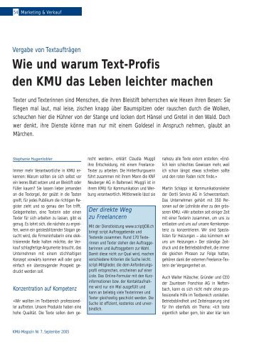 Wie und warum Text-Profis den KMU das Leben leichter ... - Werbetext