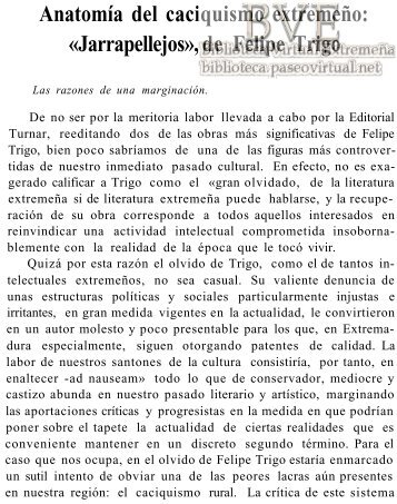 Anatomía del caciquismo extremeño: «Jarrapellejos», de Felipe Trigo