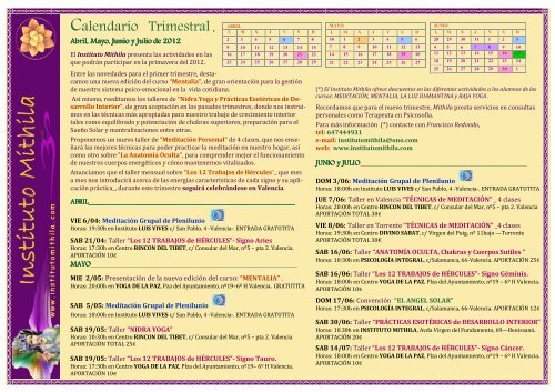 Calendario Trimestral , - instituto mithila