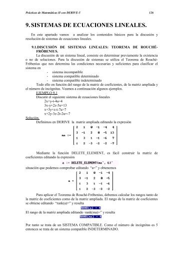 9. SISTEMAS DE ECUACIONES LINEALES.