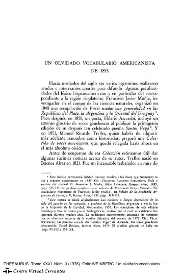 Un olvidado vocabulario americanista de 1853 - Centro Virtual ...