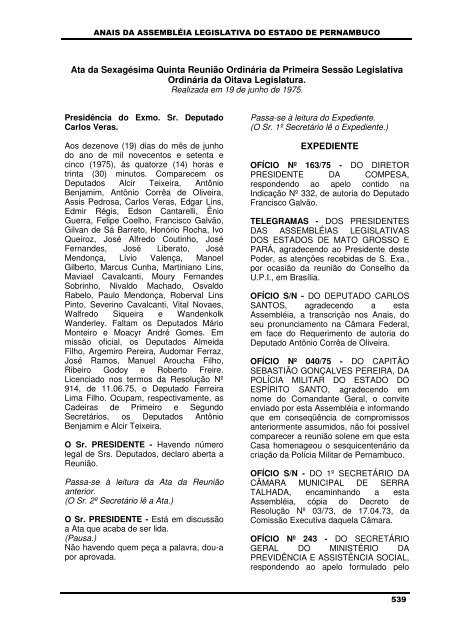 19/06/1975 - Assembleia Legislativa do Estado de Pernambuco