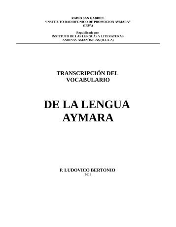 transcripción del vocabulario de la lengua aymara p. ludovico ... - illa